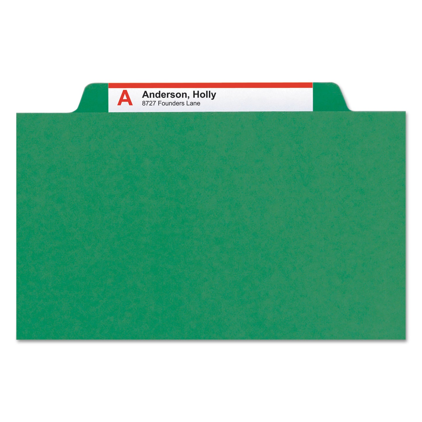 Smead Recycled Pressboard Classification Folders, 2" Expansion, 2 Dividers, 6 Fasteners, Letter Size, Green Exterior, 10/Box (14063)