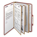 Smead Pressboard Classification Folders, Eight SafeSHIELD Fasteners, 2/5-Cut Tabs, 3 Dividers, Legal Size, Red, 10/Box (19092)