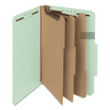 Smead Recycled Pressboard Classification Folders, 3" Expansion, 3 Dividers, 8 Fasteners, Legal Size, Gray-Green, 10/Box (19093)