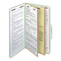 Smead Pressboard Classification Folders, Six SafeSHIELD Fasteners, 2/5-Cut Tabs, 2 Dividers, Legal Size, Gray-Green, 10/Box (19076)