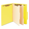 Smead Top Tab Classification Folders, Six SafeSHIELD Fasteners, 2" Expansion, 2 Dividers, Letter Size, Yellow Exterior, 10/Box (14004)