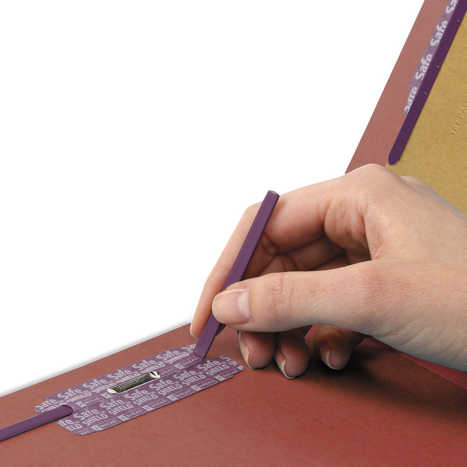Smead Pressboard Classification Folders, Six SafeSHIELD Fasteners, 1/3-Cut Tabs, 2 Dividers, Legal Size, Red, 10/Box (19230)