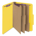 Smead Eight-Section Pressboard Top Tab Classification Folders, Eight SafeSHIELD Fasteners, 3 Dividers, Letter Size, Yellow, 10/Box (14098)