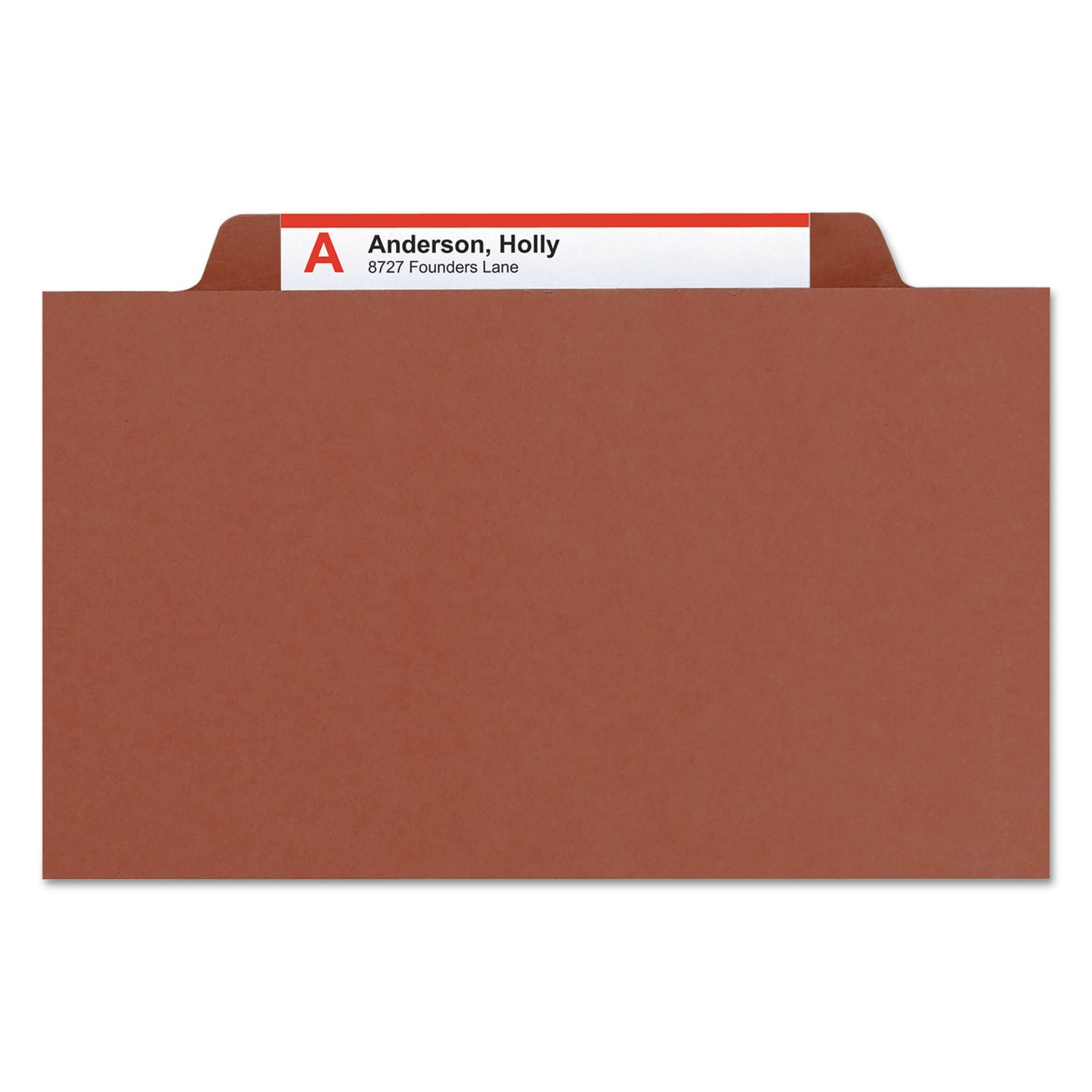 Smead Recycled Pressboard Classification Folders, 2" Expansion, 1 Divider, 4 Fasteners, Letter Size, Red Exterior, 10/Box (13724)