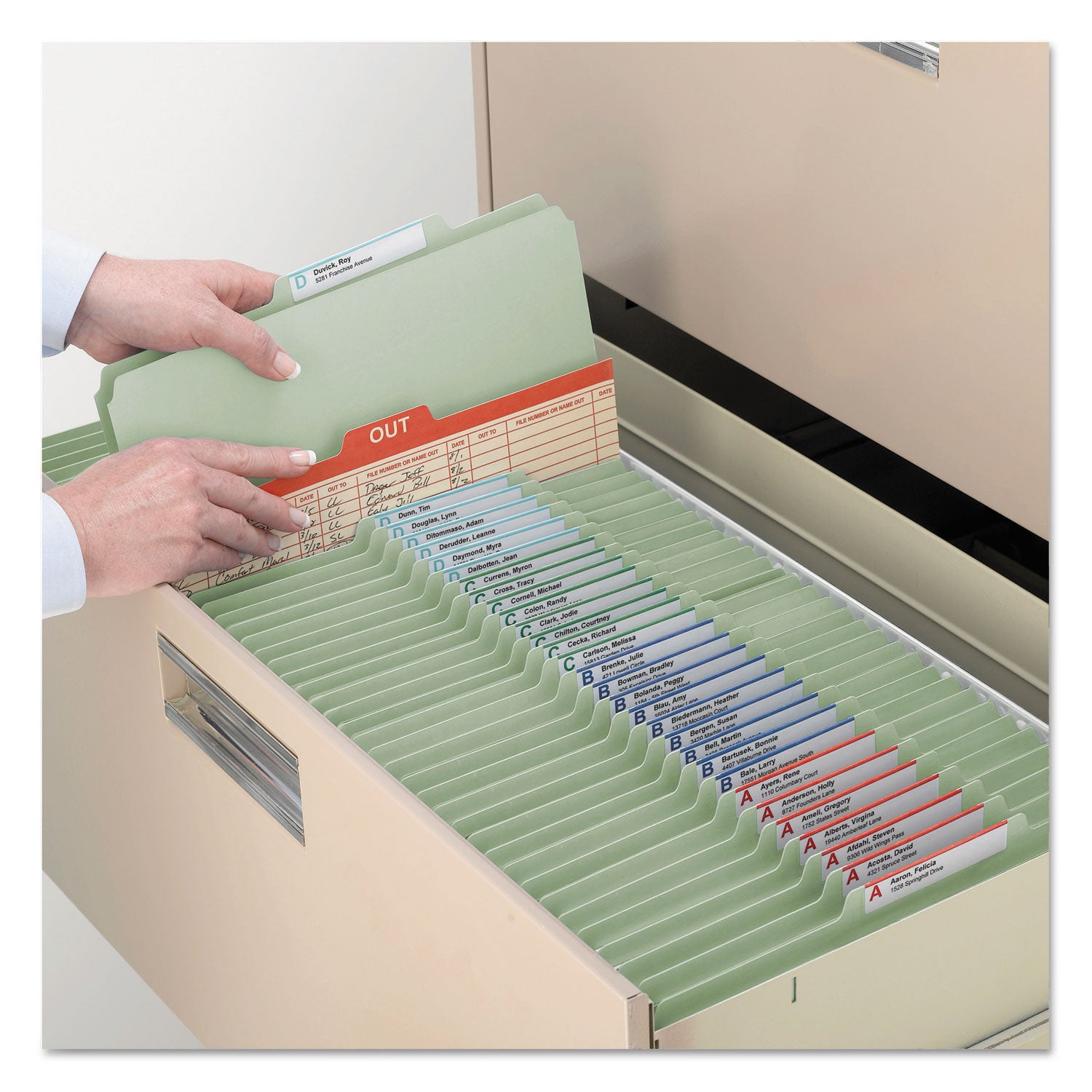 Smead Recycled Pressboard Classification Folders, 2" Expansion, 1 Divider, 4 Fasteners, Legal Size, Gray-Green, 10/Box (18722)