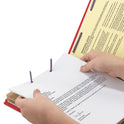 Smead End Tab Pressboard Classification Folders, Six SafeSHIELD Fasteners, 2" Expansion, 2 Dividers, Letter Size, Bright Red, 10/BX (26783)