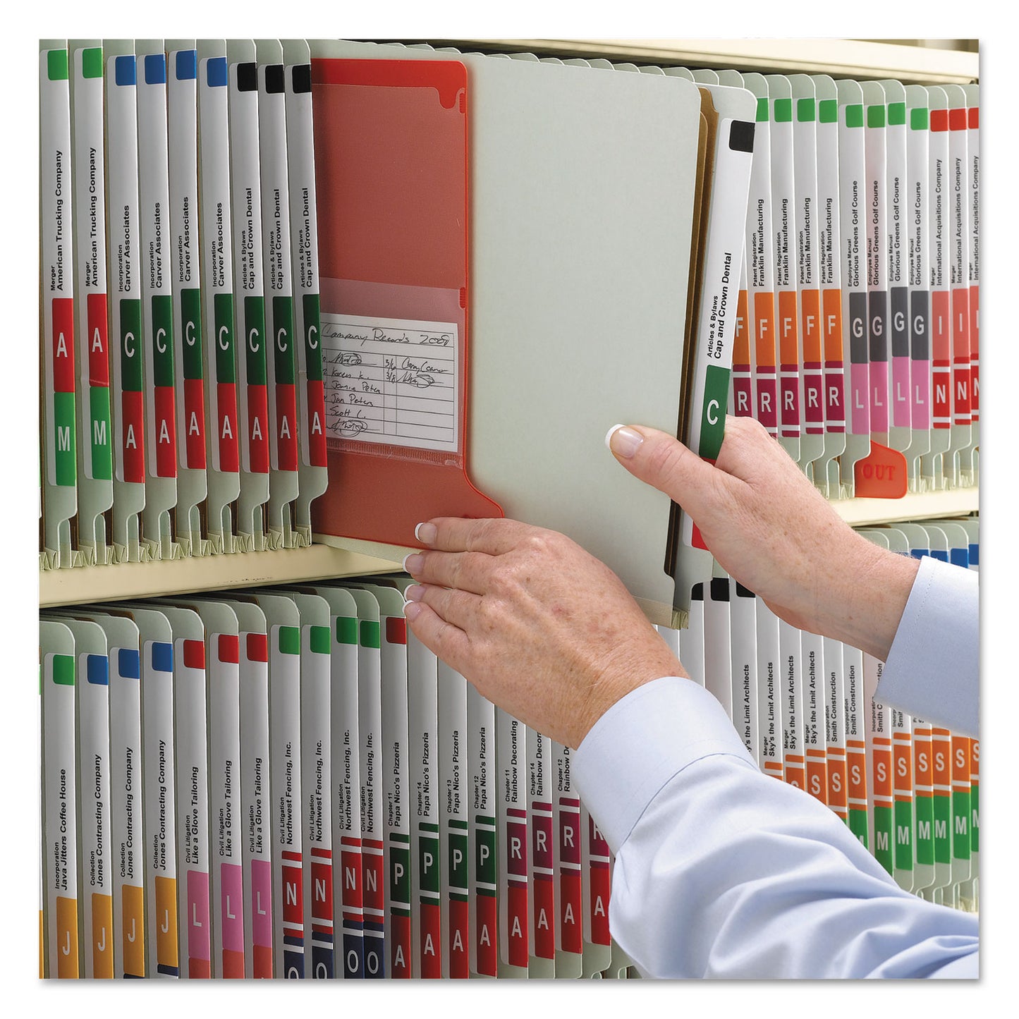 Smead End Tab Pressboard Classification Folder, Eight SafeSHIELD Fasteners, 3" Expansion, 3 Dividers, Letter Size, Gray-Green,10/BX (26820)