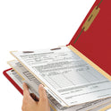 Smead Top Tab Classification Folders, Six SafeSHIELD Fasteners, 2" Expansion, 2 Dividers, Letter Size, Red Exterior, 10/Box (14003)