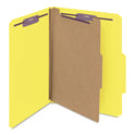 Smead Four-Section Pressboard Top Tab Classification Folders, Four SafeSHIELD Fasteners, 1 Divider, Letter Size, Yellow, 10/Box (13734)