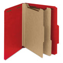Smead Recycled Pressboard Classification Folders, 2" Expansion, 2 Dividers, 6 Fasteners, Letter Size, Bright Red, 10/Box (14061)