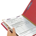 Smead Four-Section Pressboard Top Tab Classification Folders, Four SafeSHIELD Fasteners, 1 Divider, Legal Size, Bright Red, 10/Box (18731)