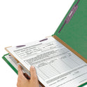 Smead Four-Section Pressboard Top Tab Classification Folders, Four SafeSHIELD Fasteners, 1 Divider, Letter Size, Green, 10/Box (13733)