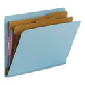 Smead End Tab Pressboard Classification Folders, Six SafeSHIELD Fasteners, 2" Expansion, 2 Dividers, Letter Size, Blue, 10/Box (26781)