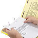 Smead Four-Section Pressboard Top Tab Classification Folders, Four SafeSHIELD Fasteners, 1 Divider, Letter Size, Yellow, 10/Box (13734)