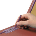 Smead Pressboard Classification Folders, Six SafeSHIELD Fasteners, 1/3-Cut Tabs, 2 Dividers, Letter Size, Red, 10/Box (14230)