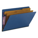 Smead End Tab Pressboard Classification Folders, Six SafeSHIELD Fasteners, 2" Expansion, 2 Dividers, Legal Size, Dark Blue, 10/Box (29784)