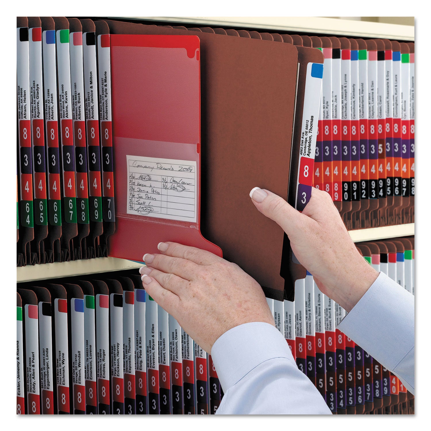 Smead End Tab Pressboard Classification Folders, Six SafeSHIELD Fasteners, 2" Expansion, 2 Dividers, Legal Size, Red, 10/Box (29860)