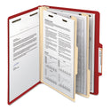 Smead Top Tab Classification Folders, Six SafeSHIELD Fasteners, 2" Expansion, 2 Dividers, Letter Size, Red Exterior, 10/Box (14003)