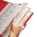 Smead Eight-Section Pressboard Top Tab Classification Folders, 8 SafeSHIELD Fasteners, 3 Dividers, Letter Size, Bright Red, 10/Box (14095)