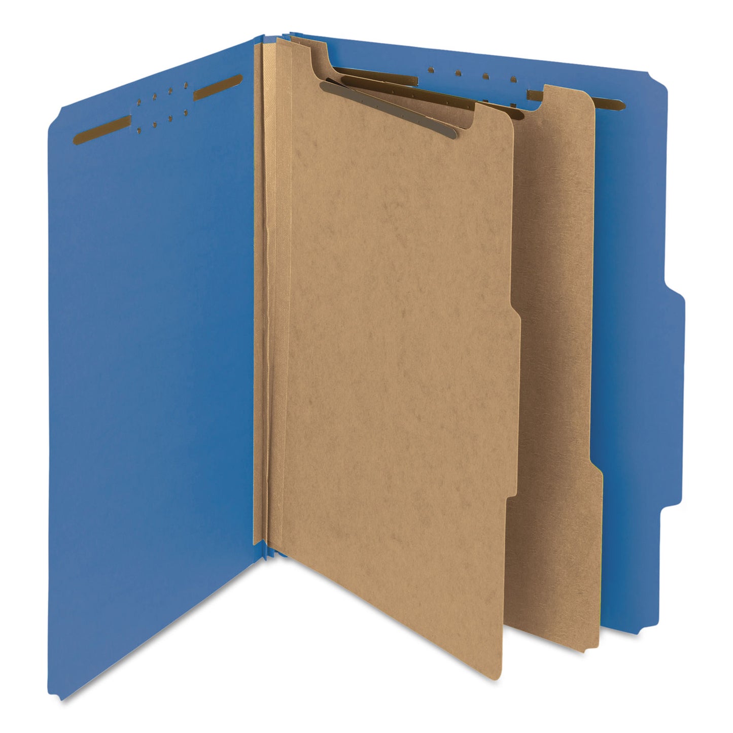 Smead Recycled Pressboard Classification Folders, 2" Expansion, 2 Dividers, 6 Fasteners, Letter Size, Dark Blue, 10/Box (14062)