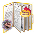 Smead Eight-Section Pressboard Top Tab Classification Folders, Eight SafeSHIELD Fasteners, 3 Dividers, Letter Size, Yellow, 10/Box (14098)