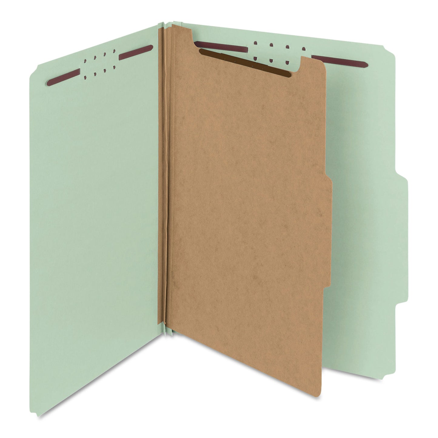 Smead Recycled Pressboard Classification Folders, 2" Expansion, 1 Divider, 4 Fasteners, Letter Size, Gray-Green, 10/Box (13723)