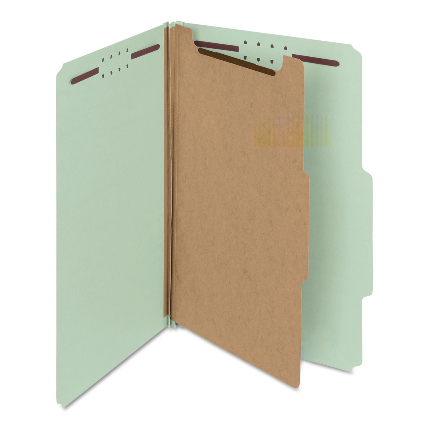 Smead Recycled Pressboard Classification Folders, 2" Expansion, 1 Divider, 4 Fasteners, Legal Size, Gray-Green, 10/Box (18722)