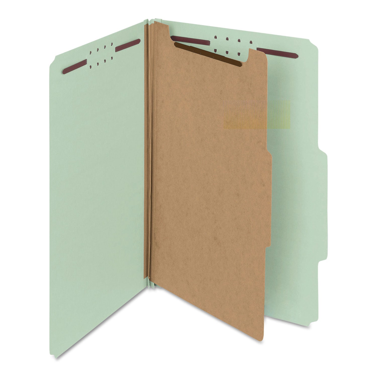 Smead Recycled Pressboard Classification Folders, 2" Expansion, 1 Divider, 4 Fasteners, Legal Size, Gray-Green, 10/Box (18722)