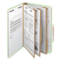 Smead Pressboard Classification Folders, Eight SafeSHIELD Fasteners, 2/5-Cut Tabs, 3 Dividers, Legal Size, Gray-Green, 10/Box (19091)