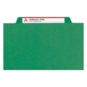 Smead 6-Section Pressboard Top Tab Pocket Classification Folders, 6 SafeSHIELD Fasteners, 2 Dividers, Legal Size, Green, 10/Box (19083)