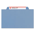 Smead Top Tab Classification Folders, Six SafeSHIELD Fasteners, 2" Expansion, 2 Dividers, Letter Size, Blue Exterior, 10/Box (14001)