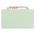 Smead Pressboard Classification Folders, Six SafeSHIELD Fasteners, 2/5-Cut Tabs, 2 Dividers, Legal Size, Gray-Green, 10/Box (19076)