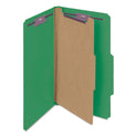 Smead Four-Section Pressboard Top Tab Classification Folders, Four SafeSHIELD Fasteners, 1 Divider, Legal Size, Green, 10/Box (18733)