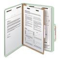 Smead Recycled Pressboard Classification Folders, 3" Expansion, 3 Dividers, 8 Fasteners, Legal Size, Gray-Green, 10/Box (19093)