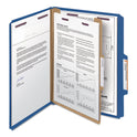 Smead Four-Section Pressboard Top Tab Classification Folders, Four SafeSHIELD Fasteners, 1 Divider, Letter Size, Dark Blue, 10/Box (13732)