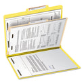 Smead Top Tab Classification Folders, Four SafeSHIELD Fasteners, 2" Expansion, 1 Divider, Letter Size, Yellow Exterior, 10/Box (13704)