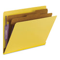 Smead End Tab Pressboard Classification Folders, Six SafeSHIELD Fasteners, 2" Expansion, 2 Dividers, Letter Size, Yellow, 10/Box (26789)
