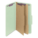 Smead Pressboard Classification Folders, Six SafeSHIELD Fasteners, 2/5-Cut Tabs, 2 Dividers, Legal Size, Gray-Green, 10/Box (19076)