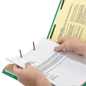 Smead Recycled Pressboard Classification Folders, 2" Expansion, 2 Dividers, 6 Fasteners, Letter Size, Green Exterior, 10/Box (14063)