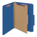 Smead Four-Section Pressboard Top Tab Classification Folders, Four SafeSHIELD Fasteners, 1 Divider, Letter Size, Dark Blue, 10/Box (13732)