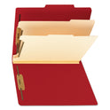 Smead Top Tab Classification Folders, Six SafeSHIELD Fasteners, 2" Expansion, 2 Dividers, Letter Size, Red Exterior, 10/Box (14003)