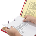 Smead 6-Section Pressboard Top Tab Pocket Classification Folders, 6 SafeSHIELD Fasteners, 2 Dividers, Legal Size, Bright Red, 10/BX (19082)