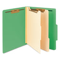 Smead Top Tab Classification Folders, Six SafeSHIELD Fasteners, 2" Expansion, 2 Dividers, Letter Size, Green Exterior, 10/Box (14002)