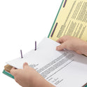 Smead 6-Section Pressboard Top Tab Pocket Classification Folders, 6 SafeSHIELD Fasteners, 2 Dividers, Legal Size, Green, 10/Box (19083)