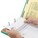 Smead Four-Section Pressboard Top Tab Classification Folders, Four SafeSHIELD Fasteners, 1 Divider, Legal Size, Green, 10/Box (18733)