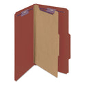 Smead Pressboard Classification Folders, Four SafeSHIELD Fasteners, 2/5-Cut Tabs, 1 Divider, Legal Size, Red, 10/Box (18775)