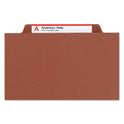 Smead Pressboard Classification Folders, Eight SafeSHIELD Fasteners, 2/5-Cut Tabs, 3 Dividers, Legal Size, Red, 10/Box (19092)