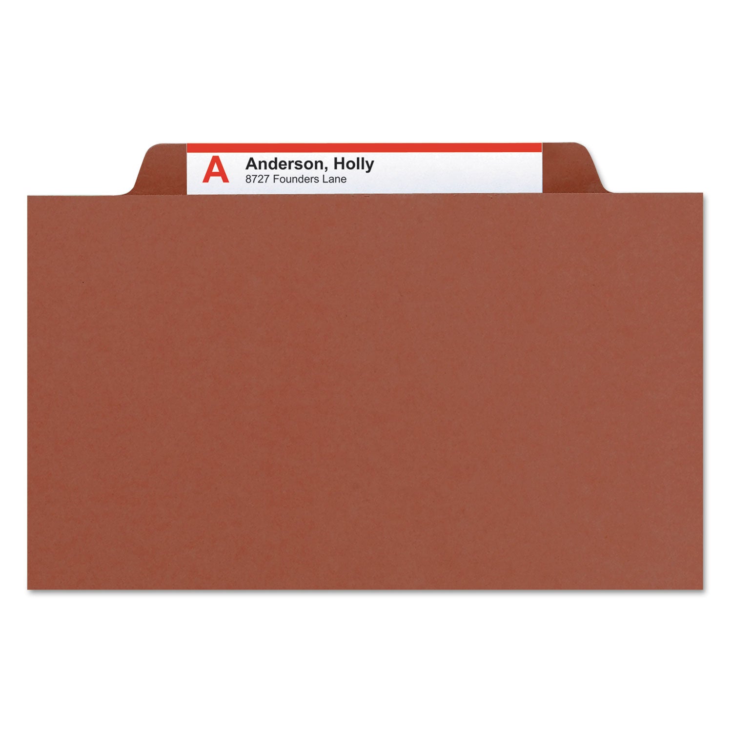 Smead Pressboard Classification Folders, Eight SafeSHIELD Fasteners, 2/5-Cut Tabs, 3 Dividers, Legal Size, Red, 10/Box (19092)