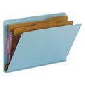 Smead End Tab Pressboard Classification Folders, Six SafeSHIELD Fasteners, 2" Expansion, 2 Dividers, Legal Size, Blue, 10/Box (29781)