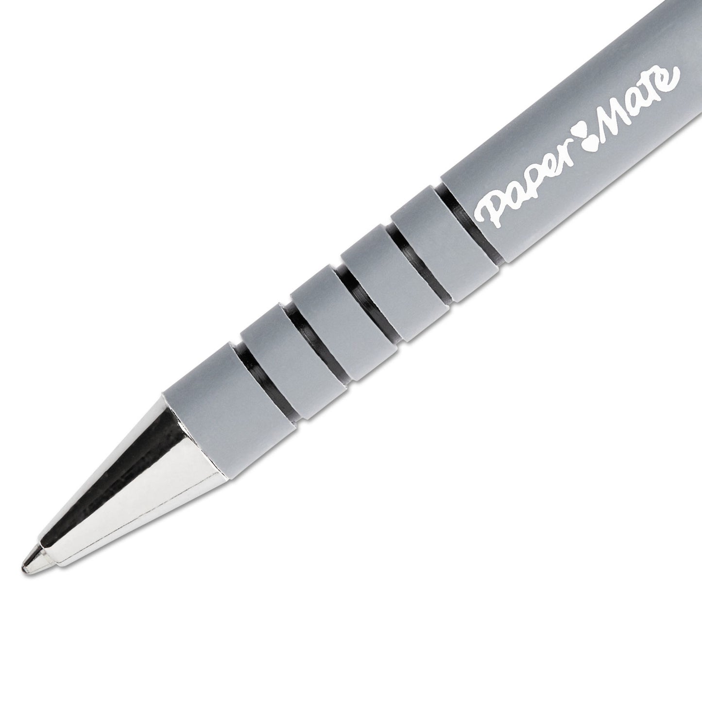 Paper Mate FlexGrip Ultra Recycled Ballpoint Pen, Retractable, Medium 1 mm, Black Ink, Black/Gray Barrel, Dozen (9530131)